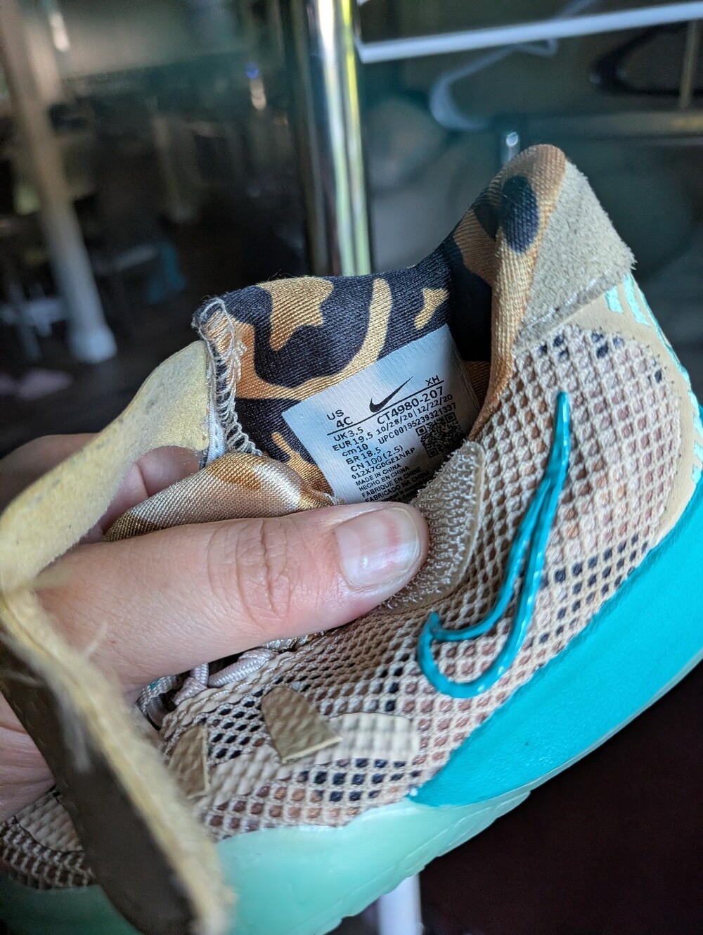 Nike Kids Teal & Tan Camo Mesh Sneaker
